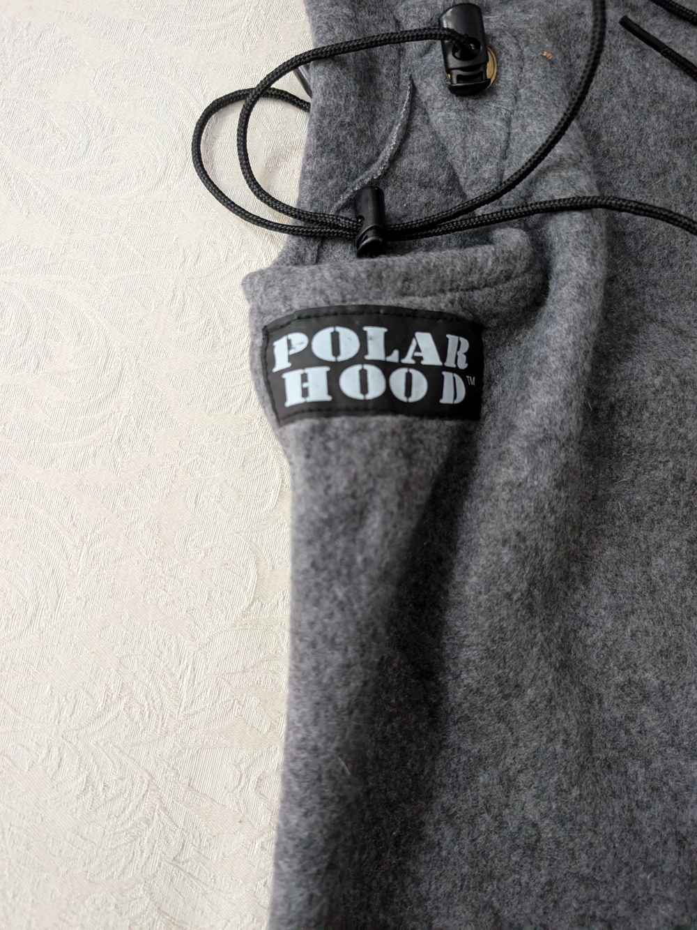 Polar Hood Gray Fleece Balaclava Hood, Adjustable, One Size, Ski/Snowboard